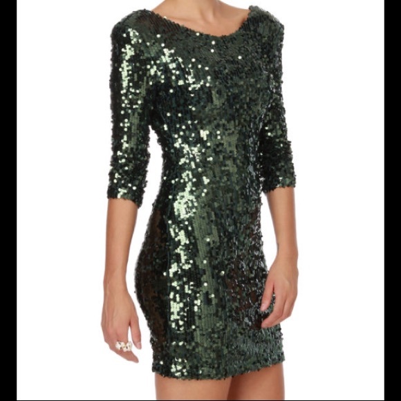 BLAQUE LABEL SUPERNOVA GREEN SEQUIN DRESS - Picture 2 of 8